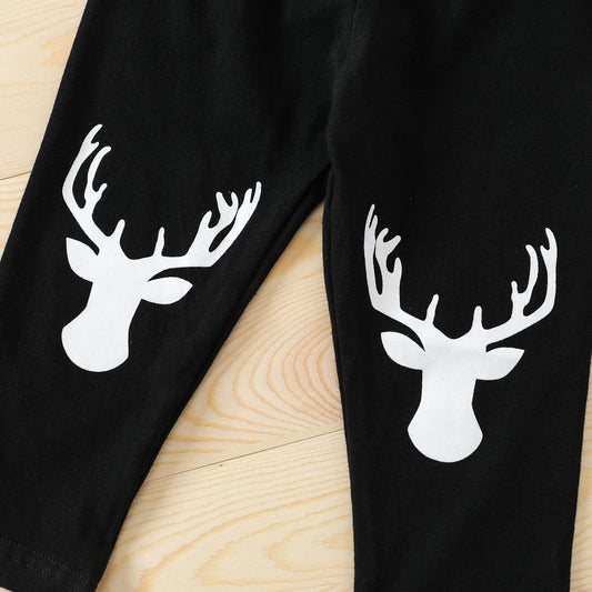 Christmas Newborn Baby Clothes Autumn Winter Girls Pullover Antler Printing Tops Trousers 2Pcs Set Suit Children's Clothing eprolo