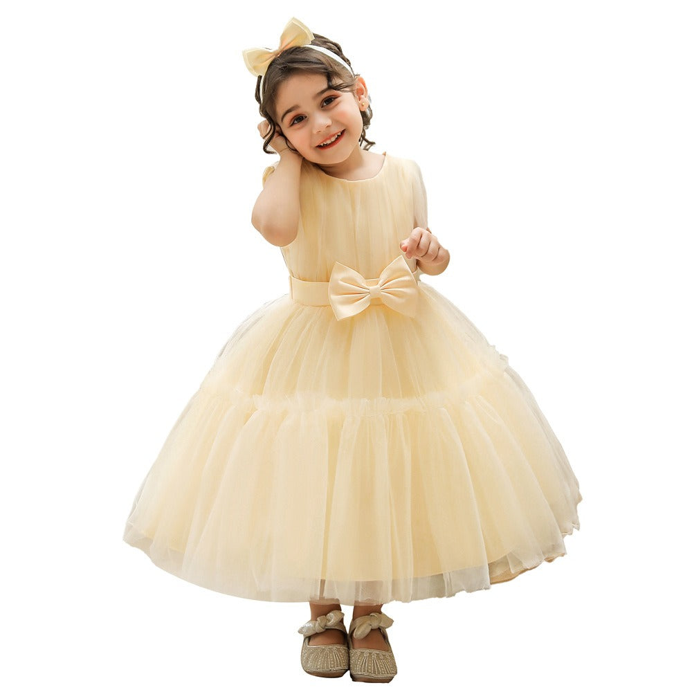 Children's mesh dress princess dress baby fluffy dress baby one year old wedding dress evening dress eprolo