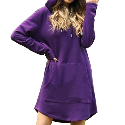Vintage Spring Dress - Hooded Long Sleeve Casual Midi Dress for Women | Plus Size S-3XL - Shello's Creative Boutique