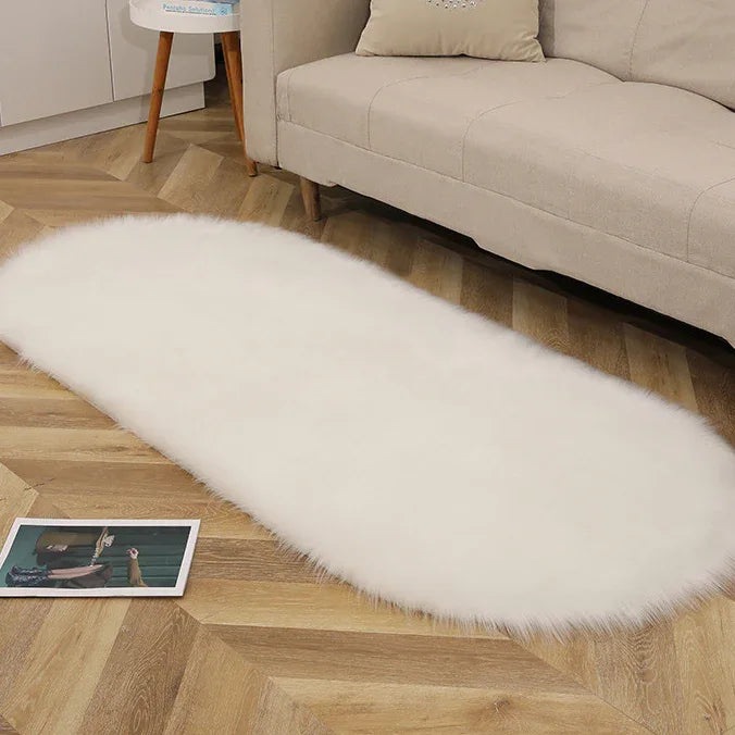 Imitation Wool Oval Plush Carpet – Soft Luxury for Any Space - Shello's Creative Boutique