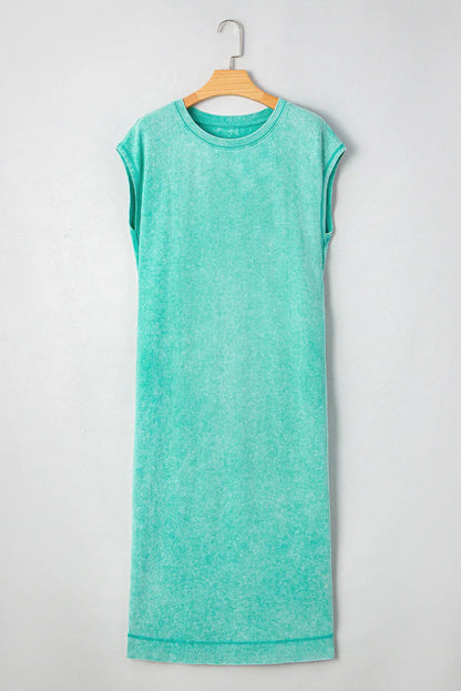 Clearly Aqua Mineral Wash Pocketed T-shirt Dress - Shello's Creative Boutique
