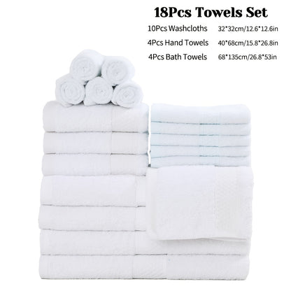 Bath Towel Set - Cotton Blend, Absorbent & Soft