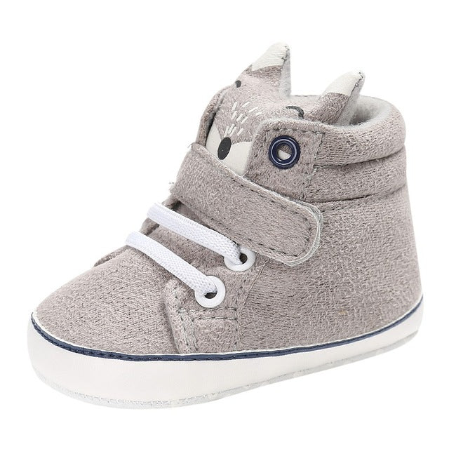 Baby Autumn Shoes Kid Boy Girl Fox Head Lace Cotton Cloth First Walker Anti-slip Soft Sole Toddler Sneaker 1 Pair eprolo