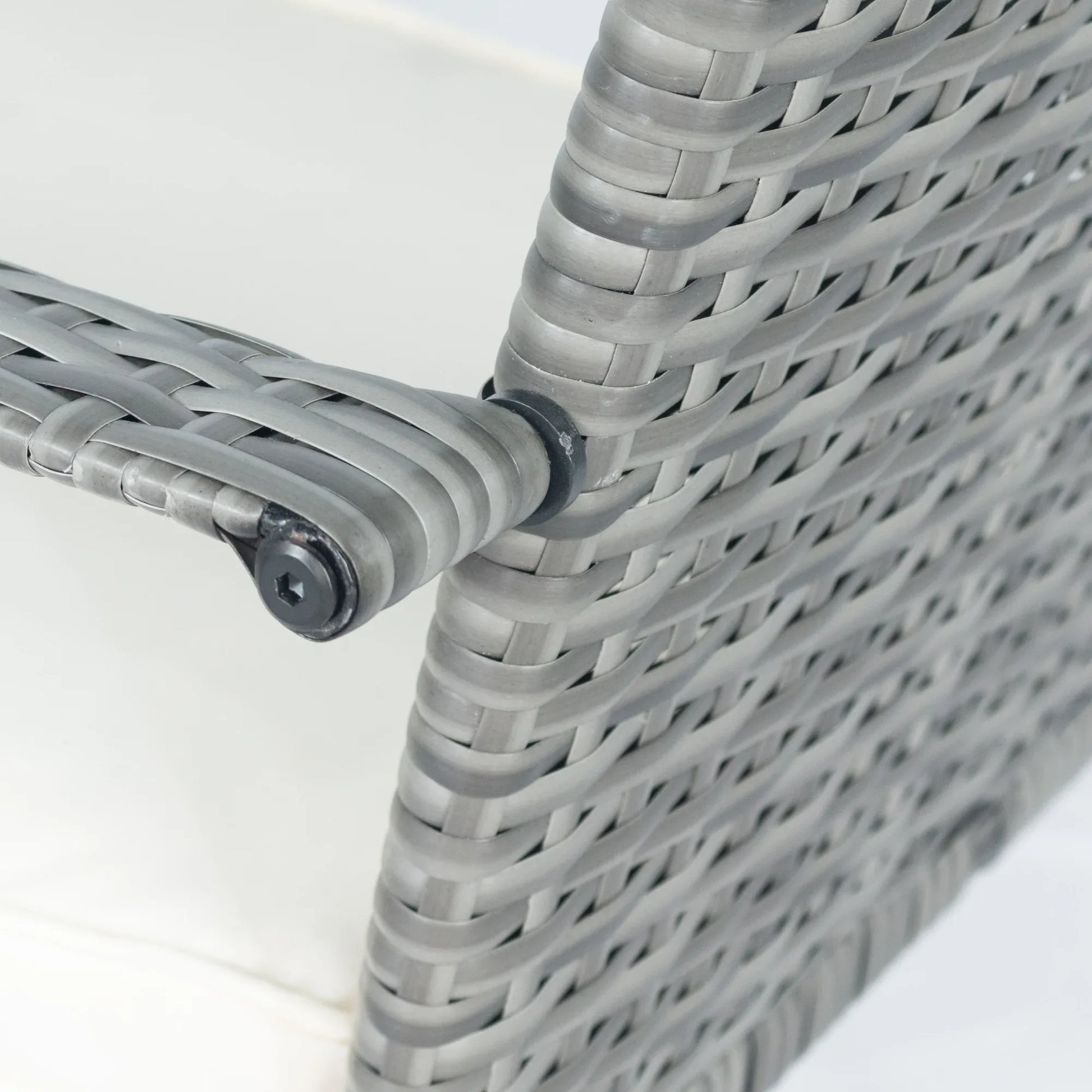 3 Piece Patio Wicker Conversation Set Grey Wicker + white Cushion - Shello's Creative Boutique