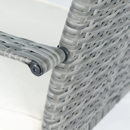 3 Piece Patio Wicker Conversation Set Grey Wicker + white Cushion - Shello's Creative Boutique