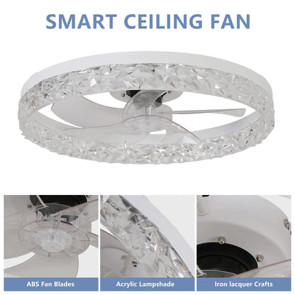 Modern Acrylic Ceiling Fan Light – Sleek, Smart & Silent Comfort - Shello's Creative Boutique
