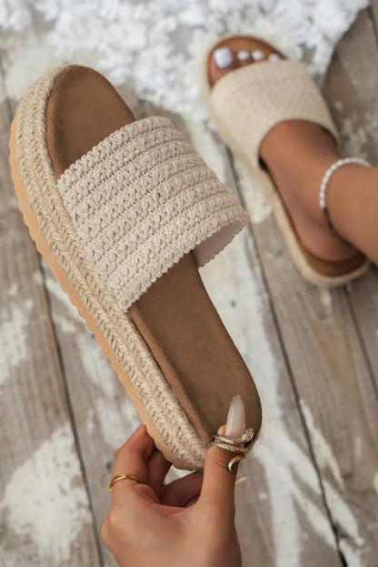 White Boho Single Band Slippers - Shello's Creative Boutique
