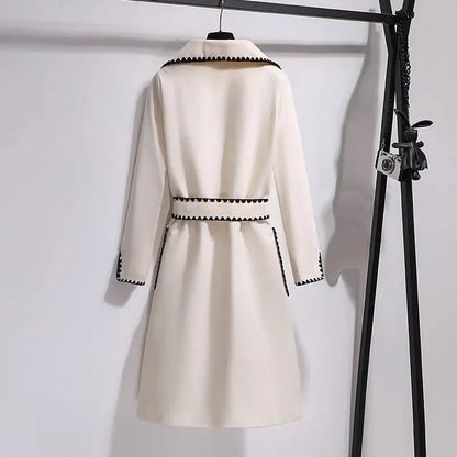 Oversized 4xl Fall Winter Woolen Long Coats Women's Lapel Slim Wool Blend Jackets With Belts Korean Elegant Thick Overcoats New - Shello's Creative Boutique