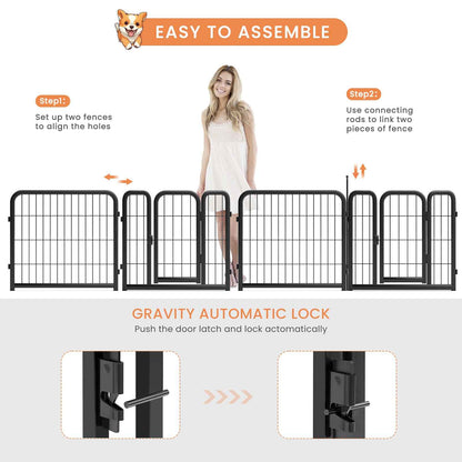 8-Panel Dog Fence - 24" Portable Indoor/Outdoor Pet Pen