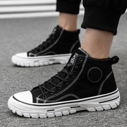 High top canvas shoes Korean style trendy sports and leisure shoes fashionable trendy shoes student board shoes - Shello's Creative Boutique