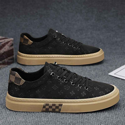 Breathable Black Canvas Shoes - Men's Thick Soled Ice Silk Flat Bottomed Shoes - Shello's Creative Boutique
