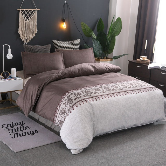 Bohemia style Duvet Cover plain color pattern retro style 2/3pcs Duvet Cover Sets Soft Polyester Bed Linen Flat Pillowcase eprolo