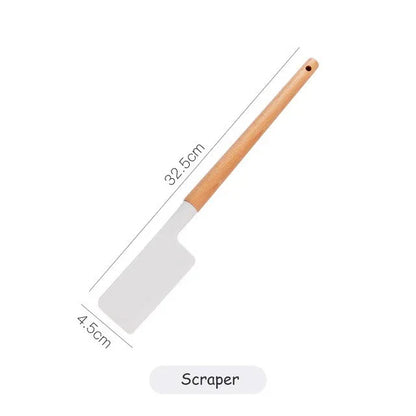 Milky White Silicone Kitchen Set – 10-Piece Non-Stick Utensil Collection with Elegant Storage Bucket - Shello's Creative Boutique