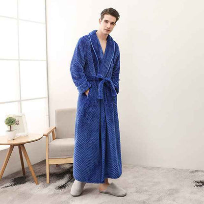 Luxury Flannel Bathrobe - Thick Warm Dressing Gown for Men & Women