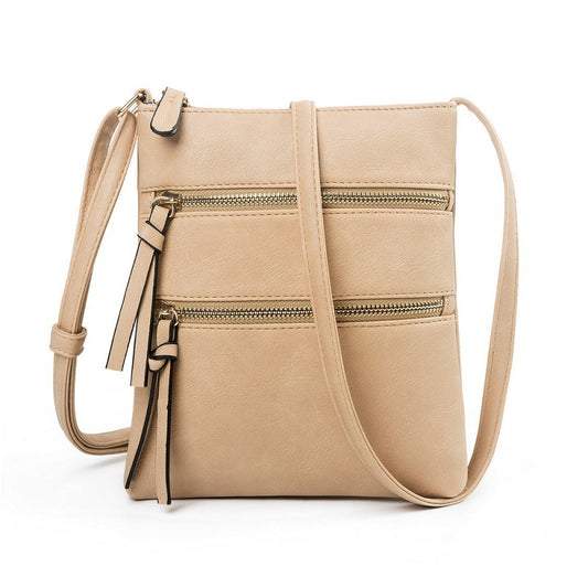 Leisure multifunctional pocket with double zipper vertical women's bag single shoulder bag crossbody bag Shello Creative Boutique