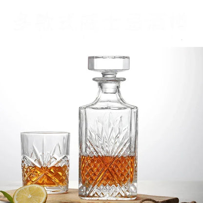 Crystal Glass Whiskey Decanter, Lead-Free, Luxury Barware, Wine Bottle, Home Party, 750ml - Shello's Creative Boutique
