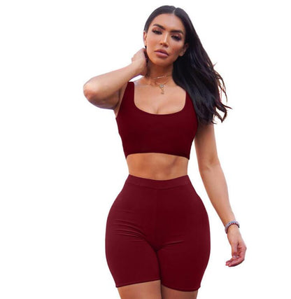 2 Piece Set Women Crop Tops and Biker Shorts Sweat Suits Sexy Club Outfits Two Piece Casual Tracksuit Matching Sets eprolo