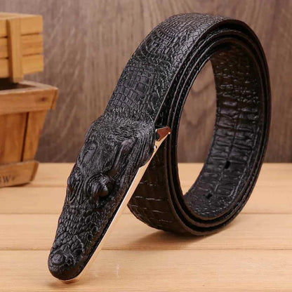 Luxury Alligator Design Cowhide Leather Crocodile Belts for Men - Shello's Creative Boutique
