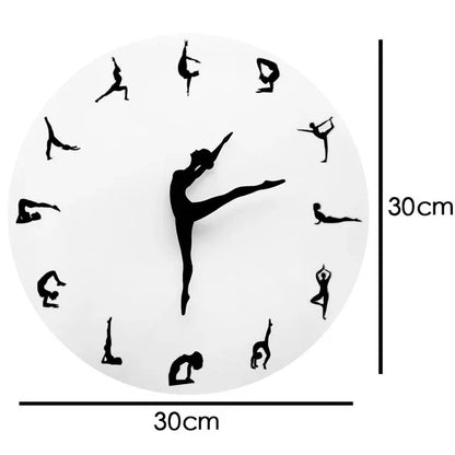 Yoga Postures Wall Clock GYM Fitness Flexible Girl Silent Modern Clock Watch Home Decor Meditation Decor Yoga Studio Relax Gift - Shello's Creative Boutique
