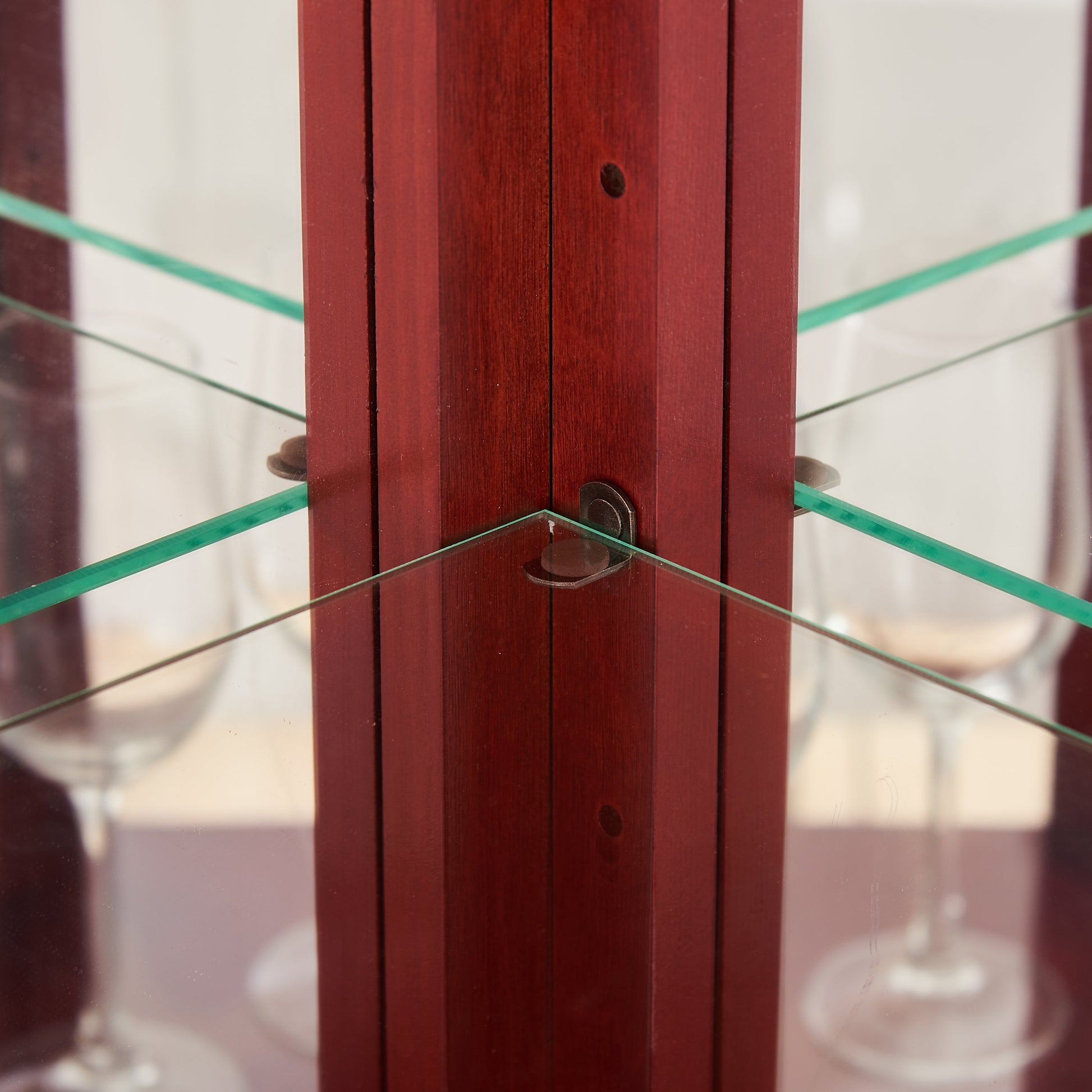 Corner Curio cabinet with illuminated glass display stand and tempered glass door, with adjustable bracket and light bulb eprolo