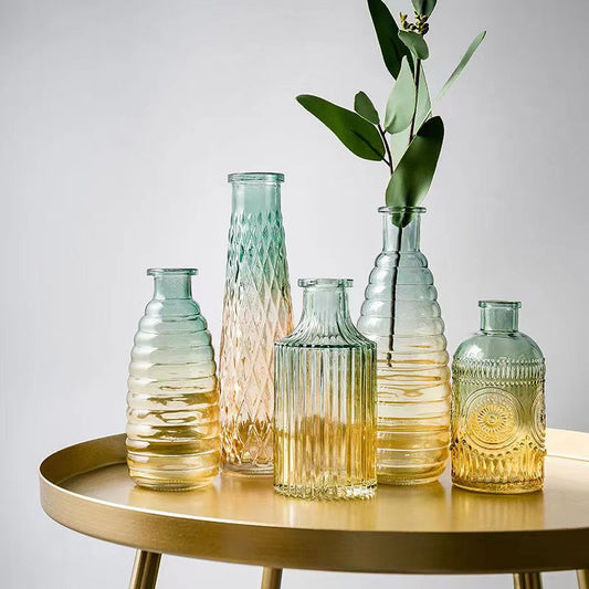 Nordic Gradient Color Transparent Glass Vase Creative Home Living Room Dining Table Decorations eprolo