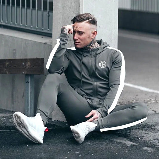 Sport Man Tracksuit Running Gym Men Set Sport Clothing Set Joggers Fitness Bodybuilding Sports Suits Mens Hoodie+Pants Suit Men - Shello's Creative Boutique