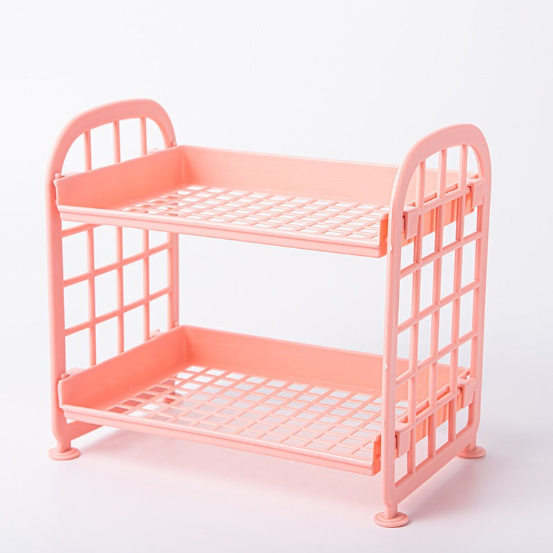 Double Storage Rack Kitchen Small Shelf Desktop Storage Rack Bathroom Sink Plastic Organizing Rack eprolo