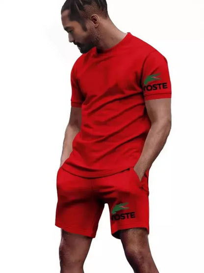 Summer sportswear set, men's fashion two-piece set, sports, fitness, running, leisure, quick drying short sleeved shorts - Shello's Creative Boutique