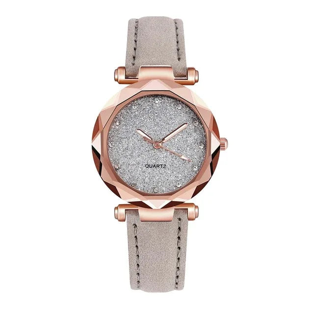 Ladies fashion Korean Rhinestone Rose Gold Quartz Watch Female Belt Watch Women's Watches Fashion Clock Watch Women Watches #A - Shello's Creative Boutique