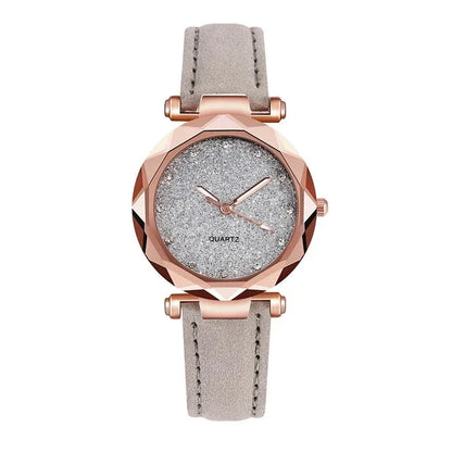 Ladies fashion Korean Rhinestone Rose Gold Quartz Watch Female Belt Watch Women's Watches Fashion Clock Watch Women Watches #A - Shello's Creative Boutique