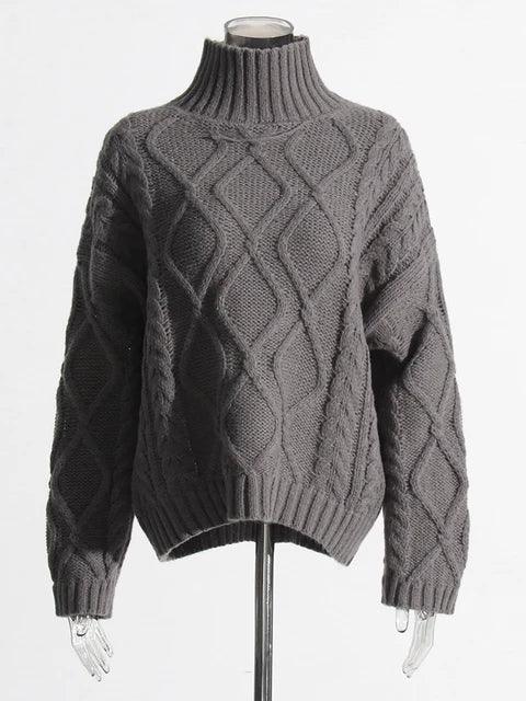 Solid Knit 2-Piece Set - Turtleneck Sweater & High Waist Shorts - Shello's Creative Boutique