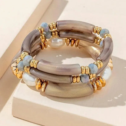 New Chinese style natural freshwater pearl acrylic bracelet set of three pieces eprolo