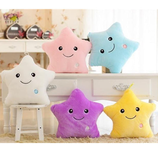 34CM Creative Toy Luminous Pillow Soft Stuffed Plush Glowing Colorful Stars Cushion Led Light Toys Gift For Kids Children Girls eprolo