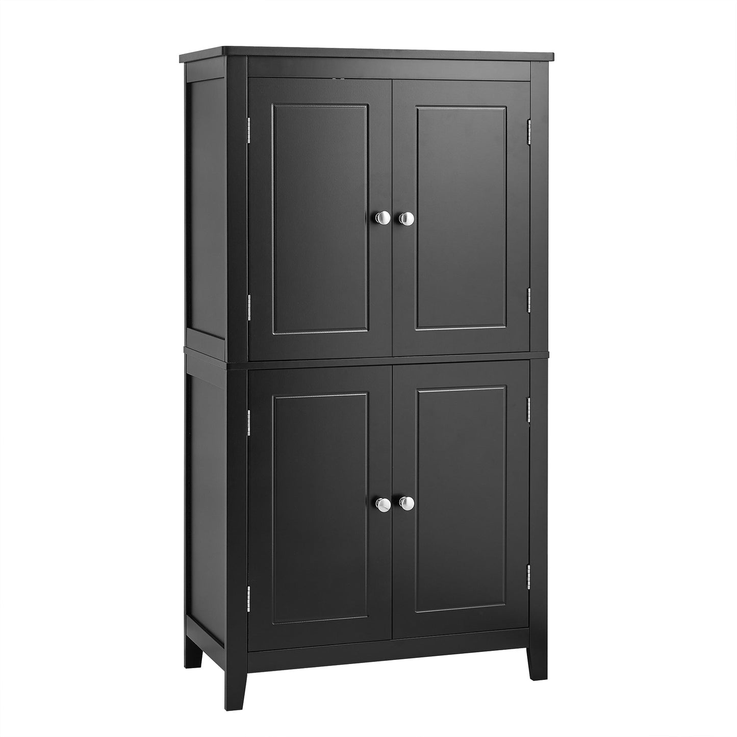 Bathroom floor storage cabinet, bathroom storage cabinet, 4-door independent cabinet, adjustable shelf, adaptive shelf, black eprolo