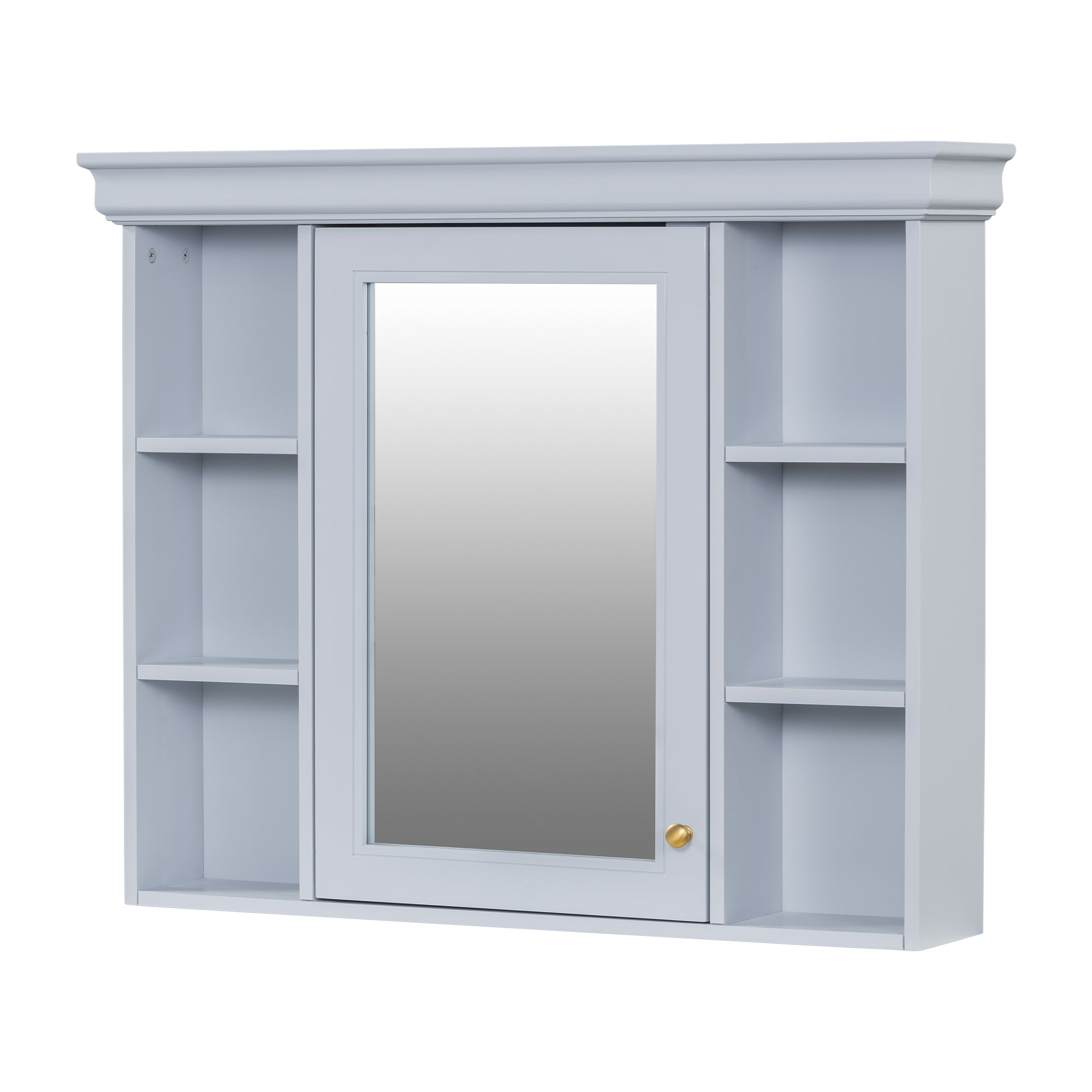 35'' x 28'' Blue Wall Mounted Bathroom Storage Cabinet with Mirror Door, Modern Bathroom Wall Cabinet with Mirror eprolo