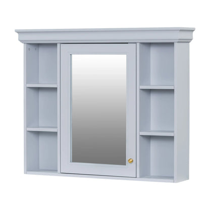 35'' x 28'' Blue Wall Mounted Bathroom Storage Cabinet with Mirror Door, Modern Bathroom Wall Cabinet with Mirror - Shello's Creative Boutique