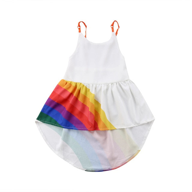 Princess Dress Kid Baby Girls Party Pageant Cute Sleeveless Backless Strap Rainbow Beach Tutu Dresses eprolo