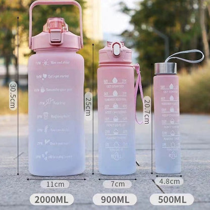 Graduated three piece set of gradient colored plastic cups, large capacity portable portable sports water bottle, fashionable frosted water cup eprolo