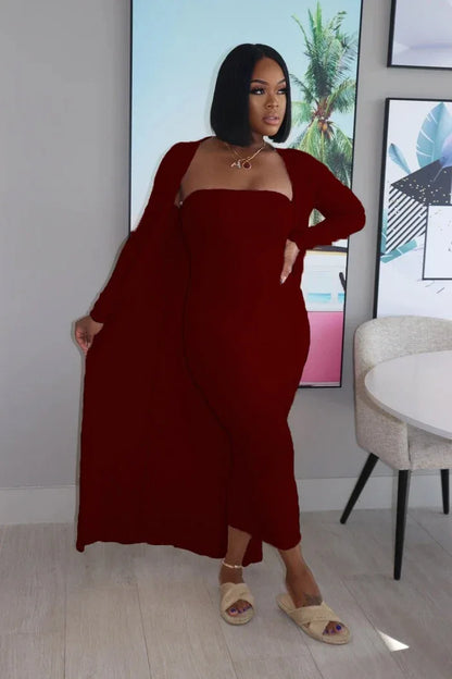 Sexy strapless women's dress jacket two-piece set - Shello's Creative Boutique