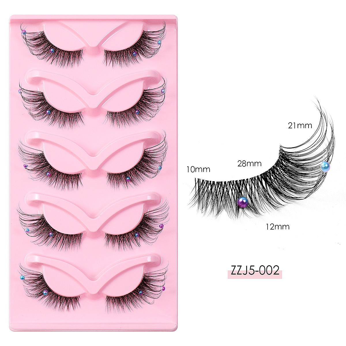 Clear Band Corner Foxy Winged Cat Eye 3D Strip Lashes Silk Party Full False Eyelash Vegan Faux Mink Eyelash With Diamond Pearl Shello Creative Boutique