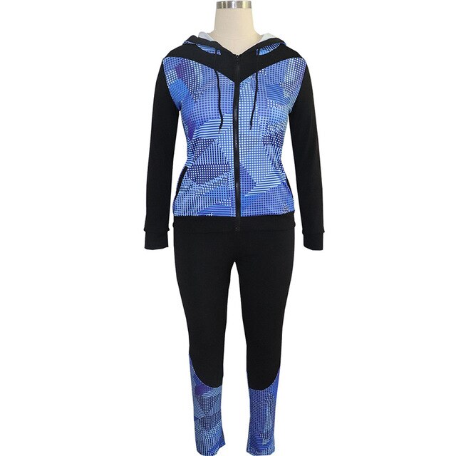 TWO PIECE SET Print Hoodies Vogue Tracksuit Pants Tweed Jacket Long Sleeve Women Sweat Suit Plus Size Sweatshirt Winter Outfits eprolo