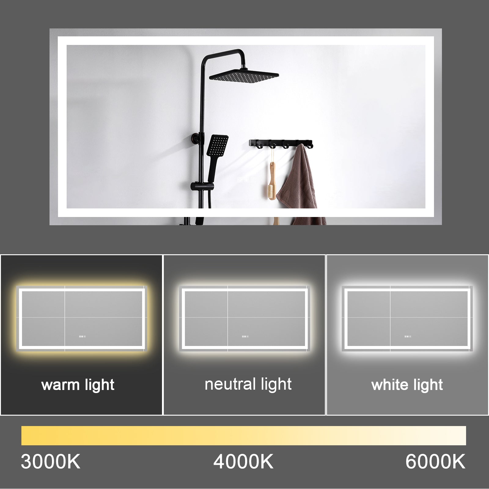 72"×36" LED Mirror Light Bathroom,anti-Fog & Dimming Led Bathroom Vanity Mirror eprolo