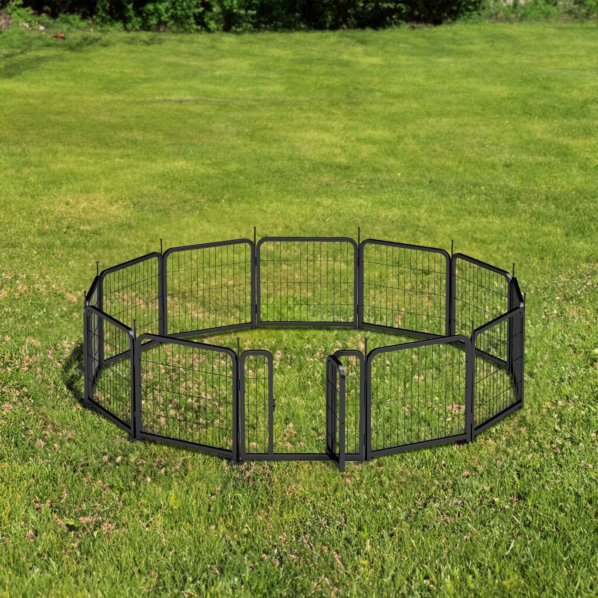 12-Panel Dog Fence - 24" Portable Indoor/Outdoor Pet Pen