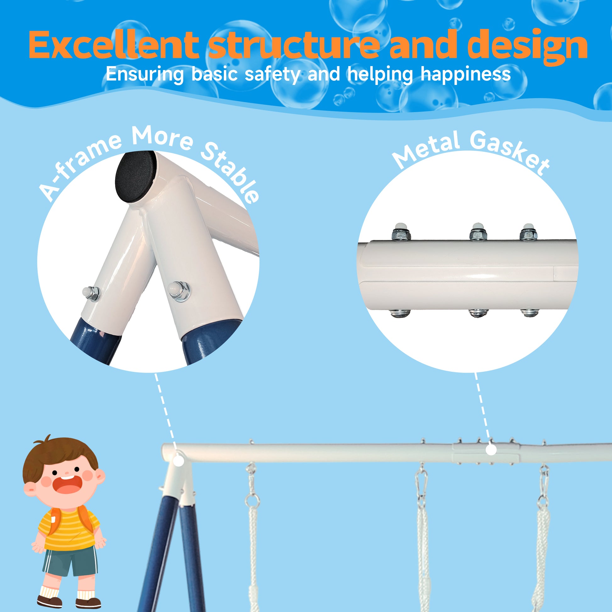 Kids Metal Swing Set for Backyard Outdoor Playground Two Functional Swing Set For Kids Outdoor Equipment eprolo