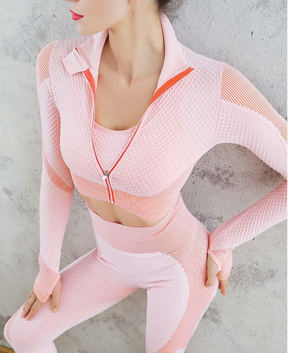 Zipper Sweatshirt Women Seamless Yoga Fitness Suit Set - Shello's Creative Boutique