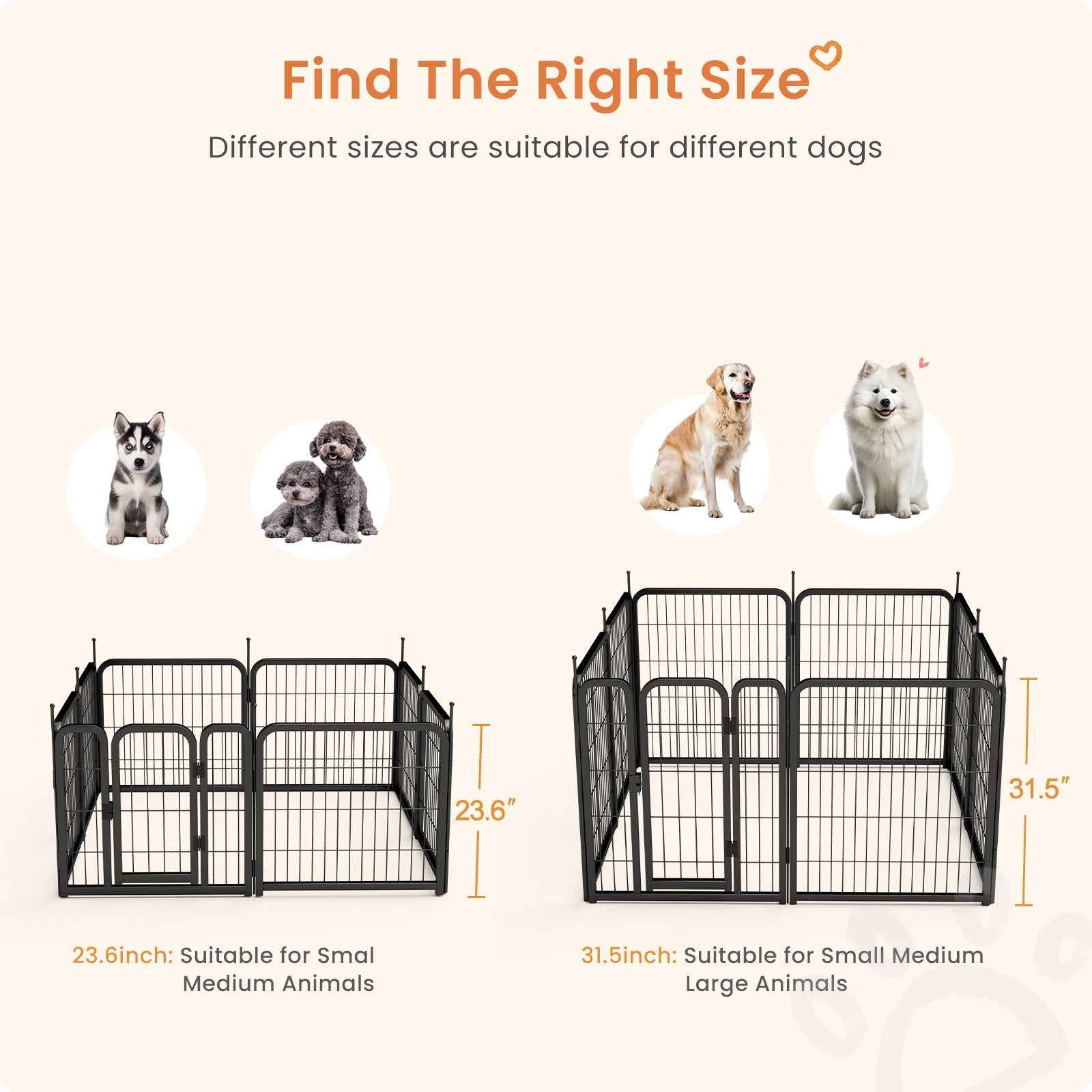 8-Panel Dog Fence - 24" Portable Indoor/Outdoor Pet Pen