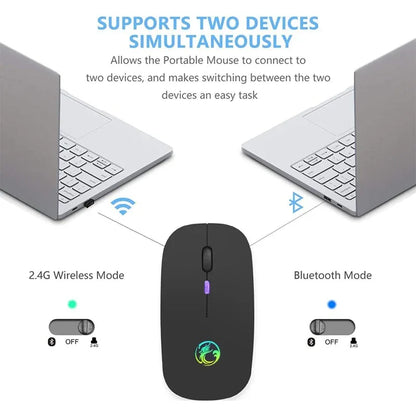 Wireless Mouse Bluetooth RGB Rechargeable Computer Silent Mause LED Backlit Ergonomic - Shello's Creative Boutique