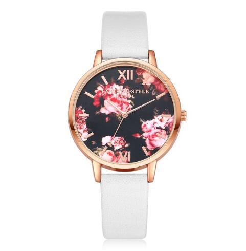 Women Flowers Bracelet Watch 