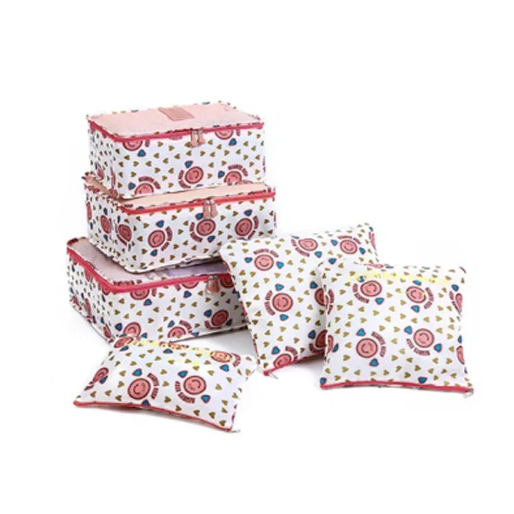 Printed travel storage bag set of 6 pieces, travel clothing sorting bag, waterproof clothing storage bag - Shello's Creative Boutique
