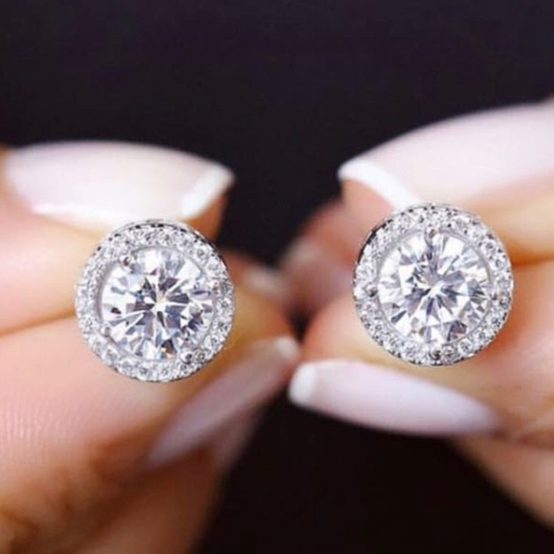 Fashion Luxury 925 Sterling Silver 6mm Small Zircon Stud Earing Earrings for women christmas gift korean jewelry E232 Shello Creative Boutique